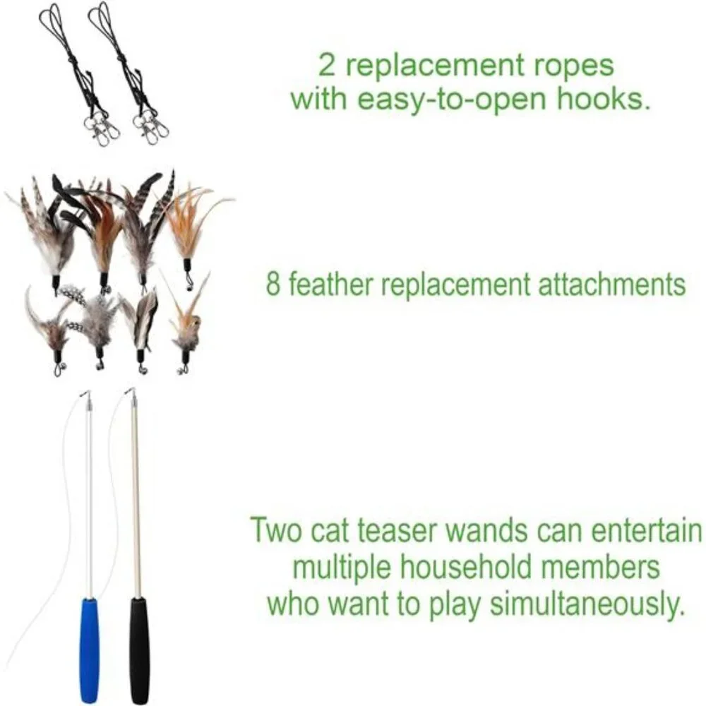 Cat Toys - No Chemical Dyeing Cat Feather Toys for Indoor Cats